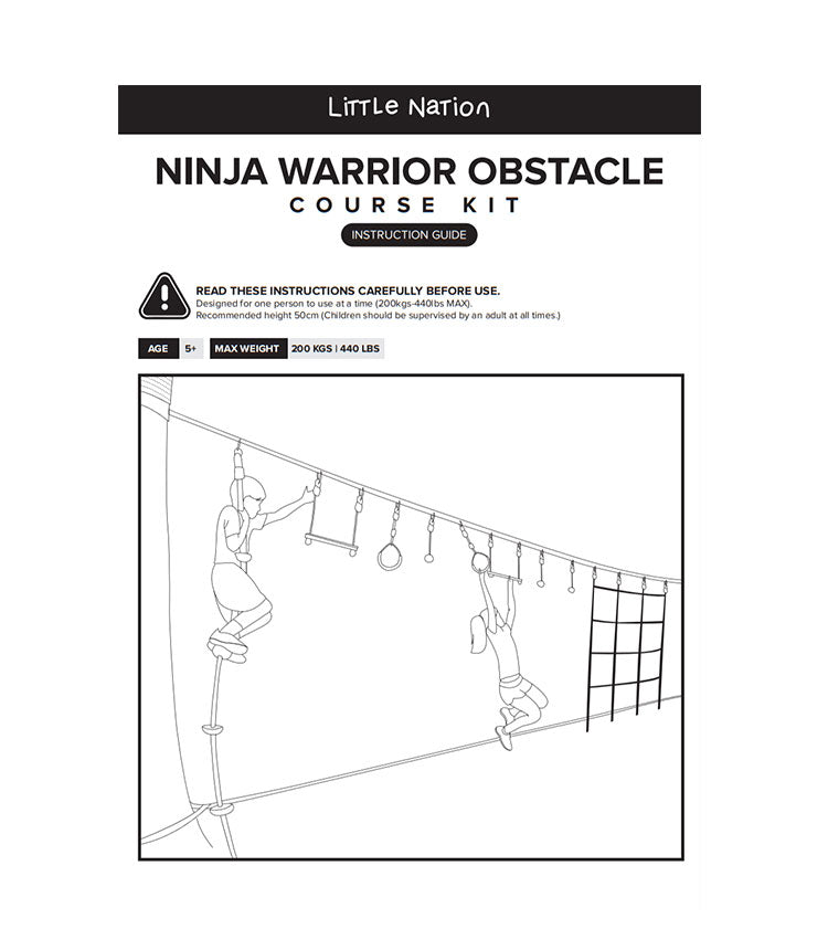 2 x 50ft Slacklines with Ninja Warrior 10pc Obstacle Course