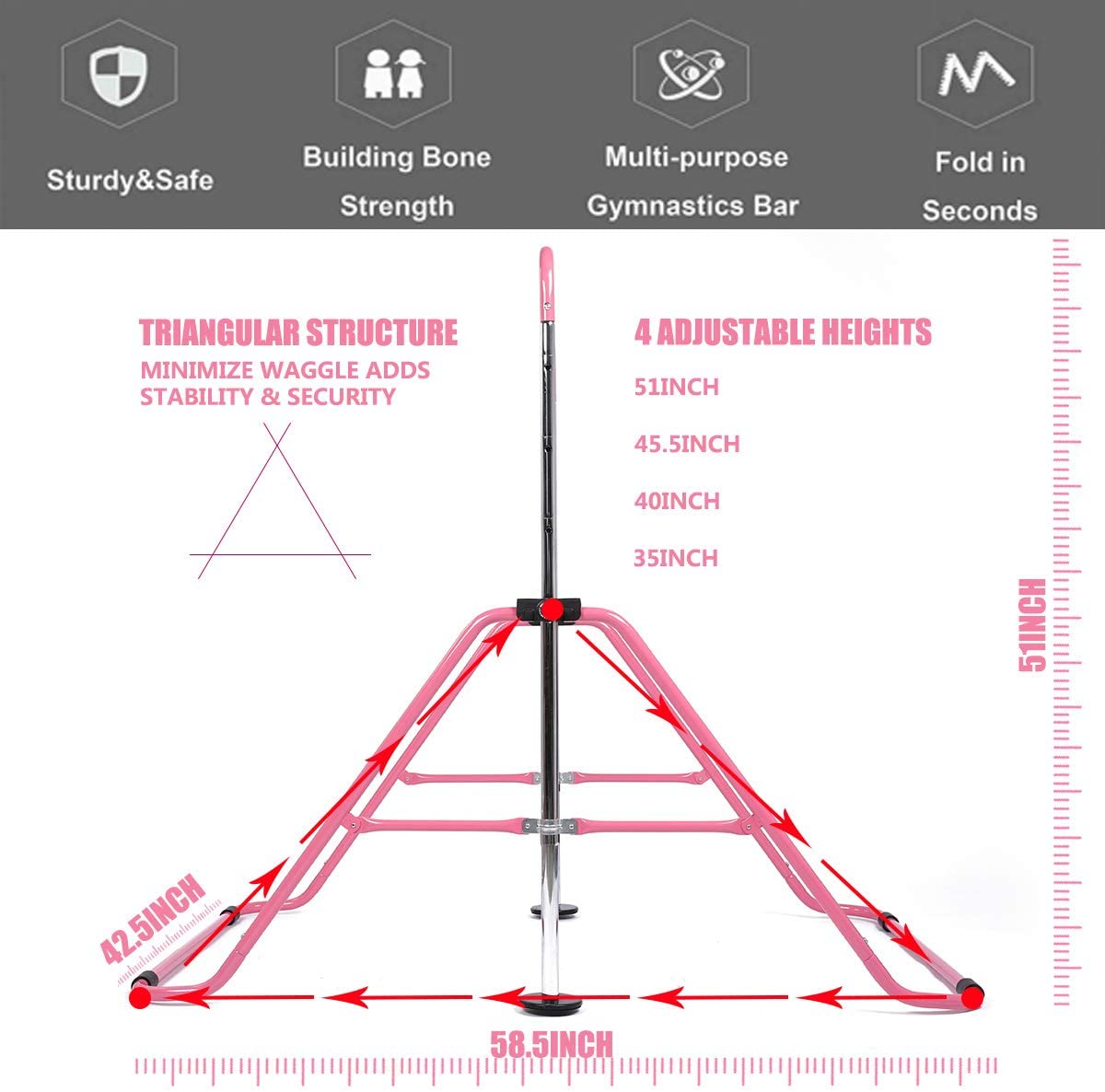 Kids Adjustable Gymnastics Training Bar