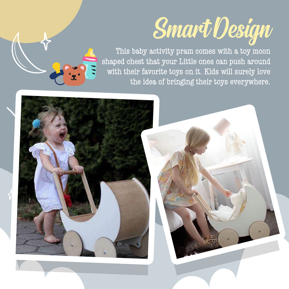 Wooden Moon Doll Pram