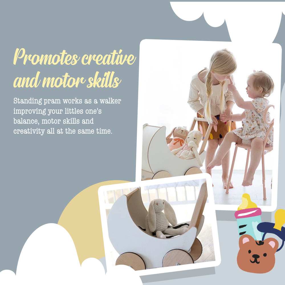 Wooden Moon Doll Pram