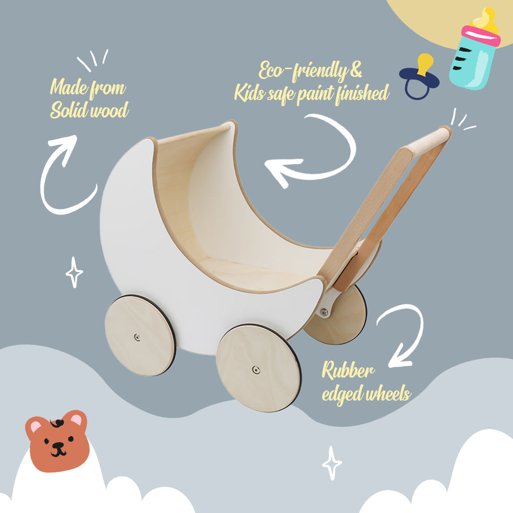 Wooden Moon Doll Pram