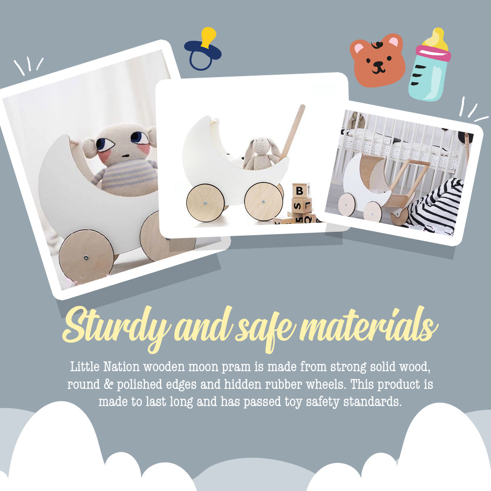 Wooden Moon Doll Pram
