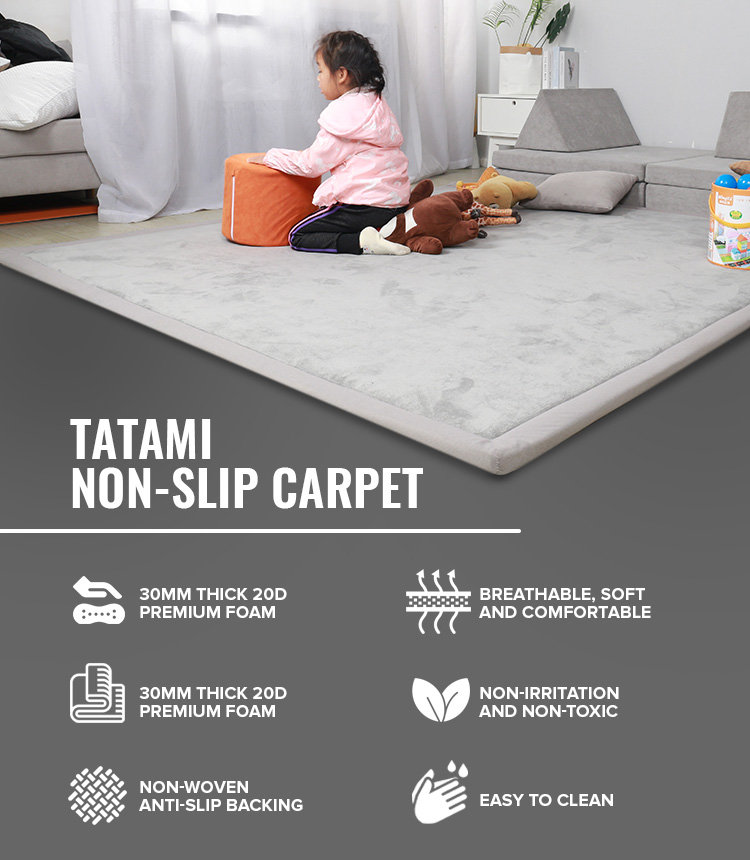 Tatami Non-Slip Carpet Light Grey – Little Nation