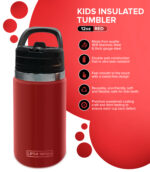 Kids Insulated Tumbler Drink Bottle – Red - Image 4