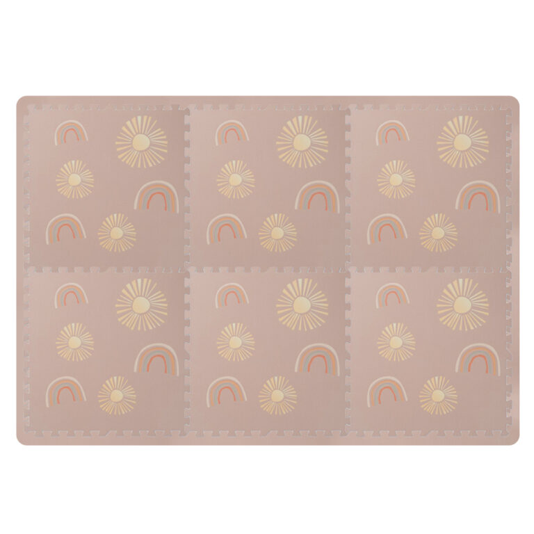 Jigsaw Puzzle Foam Play Mat 6 x 4 ft (Terracota Pink Sun & Rainbow