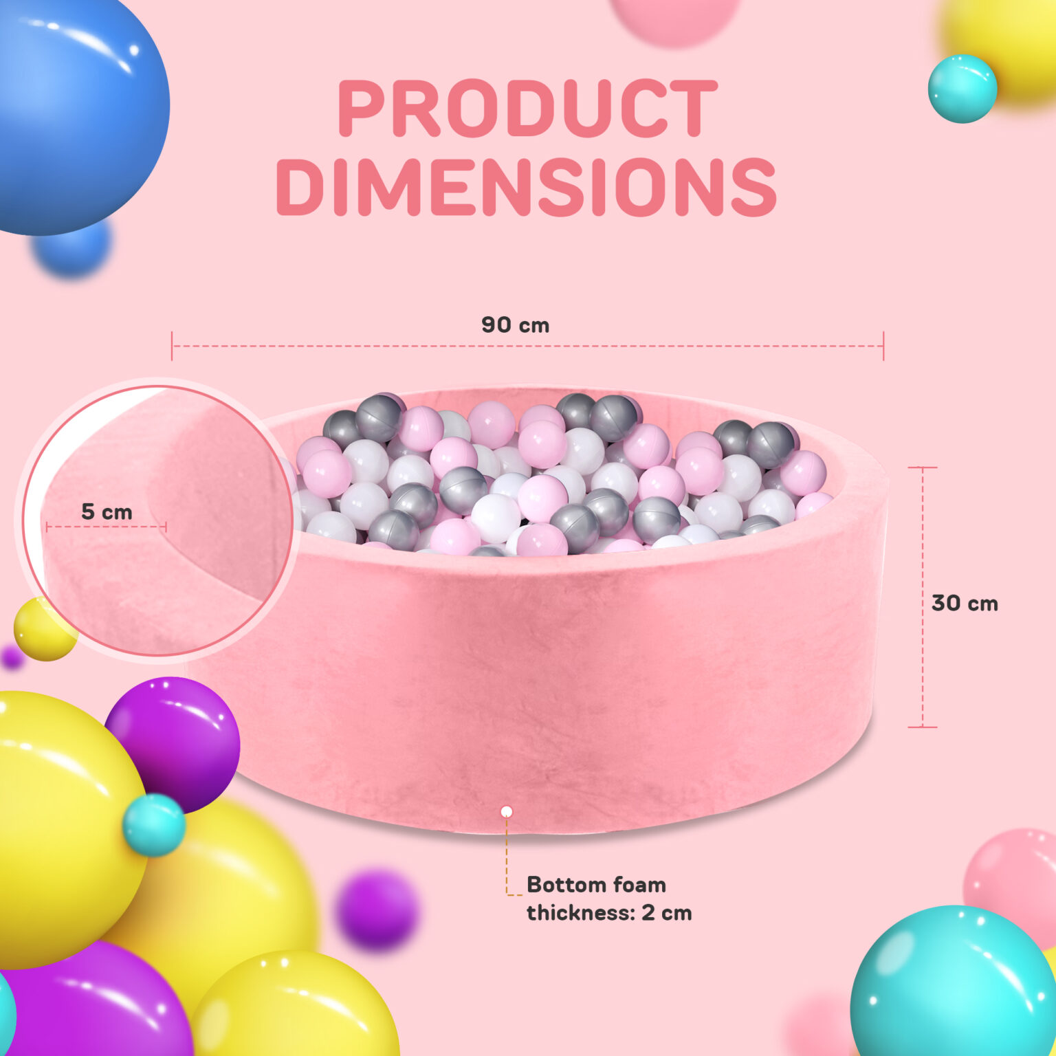 Pink Foam Ball Pit Deluxe (balls not included) Little Nation Kids